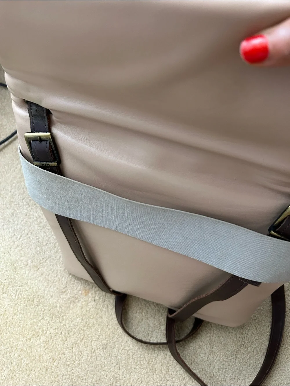 Classic Cognac Leather Backpack with Brown Straps